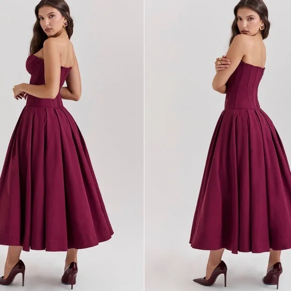 HOUSE OF CB LADY IN WINE CORSET DRESS SIZE SMALL REGULAR CUP - Picture 3 of 4